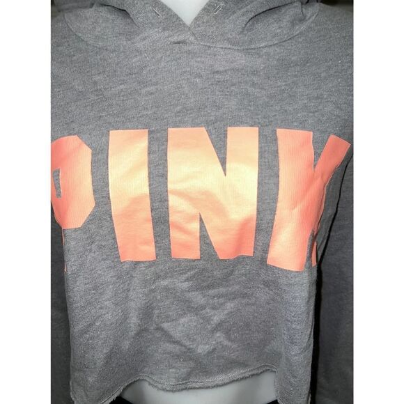 Victoria Secret Pink hoodie crop pullover long sleeve gray with Pink size XS - Picture 4 of 7
